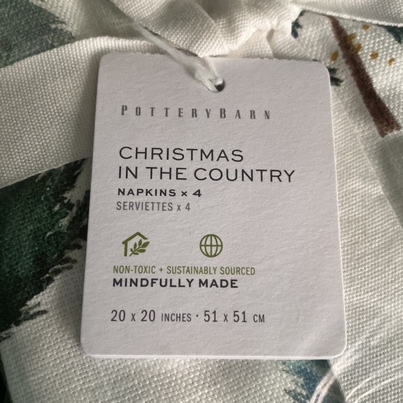 Potter Barn Rustic Charm Christmas In The Country Cotton Napkins -Set Of 4 - Picture 4 of 16